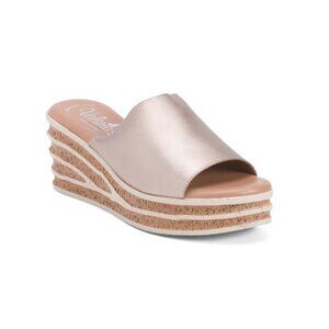 VALERIAS Onix Cream Made In Spain Suede Textured Wedge Sandals